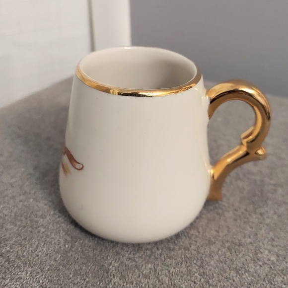 Vtg Dixon Art Studio Demitasse Cup Running Fox Small Vase 22k Gold Accent - Picture 3 of 9